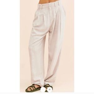 Free People Calla Pleated Trousers Linen Blend High Waist. Size 0